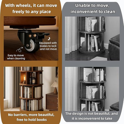 Solid Wood Rotating Round Bookshelf Towers - Image 6