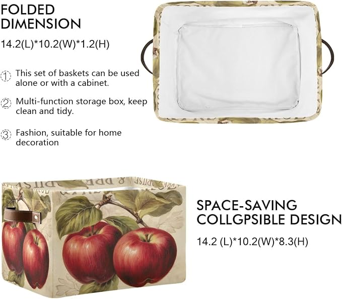 Vintage Apples Foldable Storage Basket - Image 2