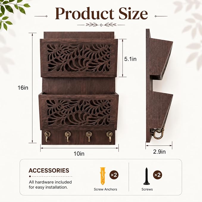 Wenqik Mail Organizer Wall Mounted - Image 3