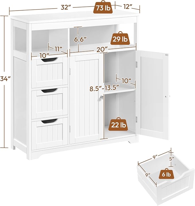 Yaheetech Bathroom Floor Cabinet, Wooden Storage Organizer - Image 3