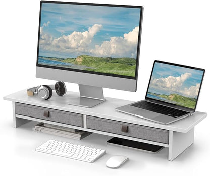 Fenge Monitor Stand with Drawer, 2 Tiers Dual Monitor Riser by Fenge