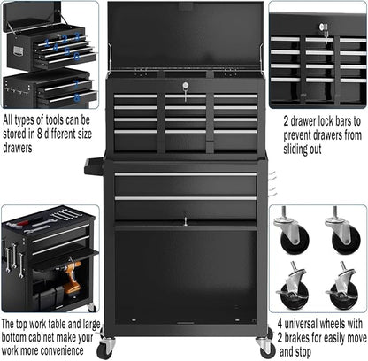 8-Drawer High Capacity Rolling Tool Box - Image 7