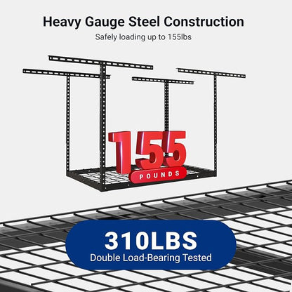 FLEXIMOUNTS 2x3FT Garage Storage Rack Overhead, Adjustable Ceiling Storage Racks - Image 4