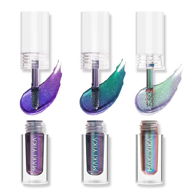 MAKI YIKA 3Pc Glitter Eyeshadow Liquid Multichrome Eyeshadows Long Lasting by MakiYikaBeauty