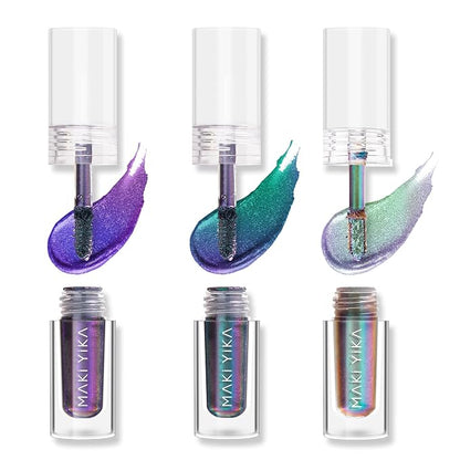 MAKI YIKA 3Pc Glitter Eyeshadow Liquid Multichrome Eyeshadows Long Lasting by MakiYikaBeauty