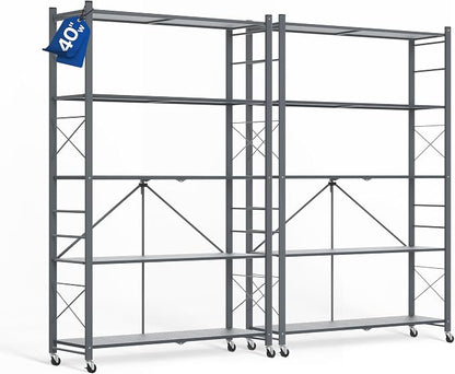 ALANNG 40" W Foldable 5-Tier Storage Shelves on Wheels Adjustable | Removable by ALANNG
