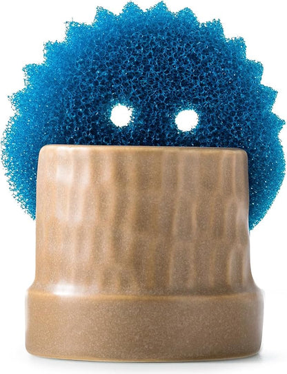 Sponge Holder for Kitchen Sink, Ceramic Sink Caddy Scrub Sponge Tray Dish Rack by LAUCHUH