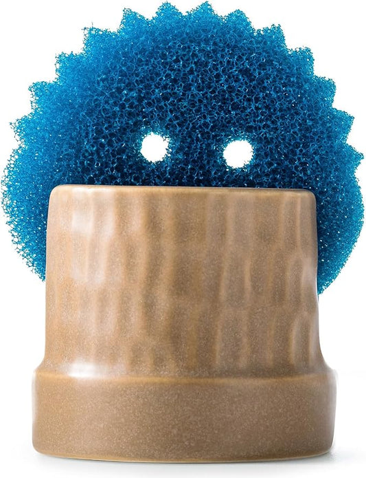 Sponge Holder for Kitchen Sink, Ceramic Sink Caddy Scrub Sponge Tray Dish Rack by LAUCHUH