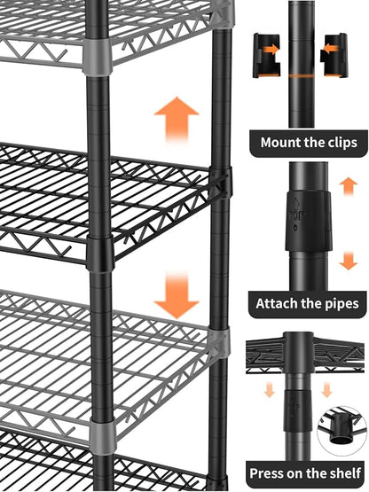 4 Tier Heavy Duty Shelves Adjustable Storage Shelf Organizer Metal Garage Wire - Image 5