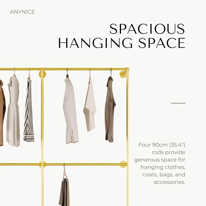 Industrial Pipe Clothing Rack, Heavy Duty Wall Mounted Clothes Rack, Retail - Image 4