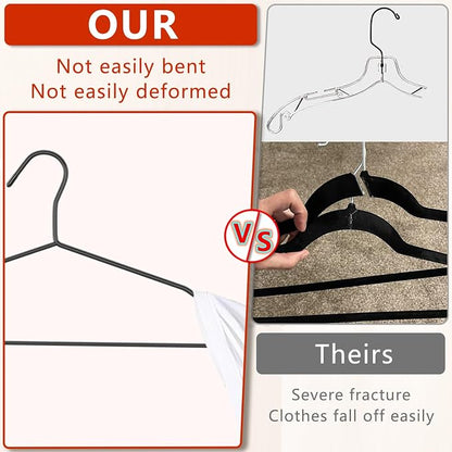 60Pack+10 Clips Luxurious Hanger Set, Upgraded Thicker 16.69" Heavy Duty Metal - Image 4