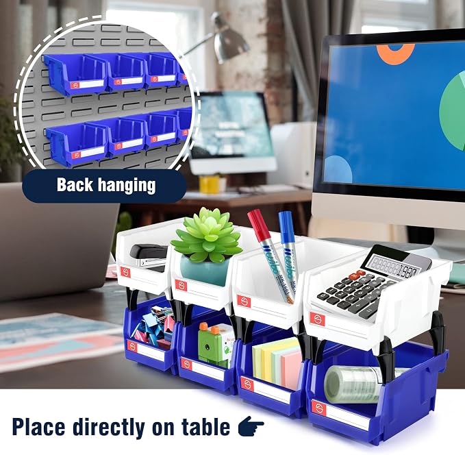 Pe&Hui Storage Organizer Bins, Wall Mount Storage Parts Rack, Stackable Shop - Image 6
