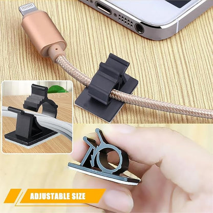 Viaky 30 Black Adjustable Cable Clips, Reusable Buckle Self-Adhesive Wiring - Image 2