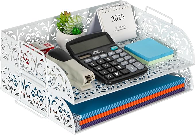 EasyPAG Paper Organizer for Desk 2 Tier Stackable Paper Tray for A4 Legal Size by EasyPAG