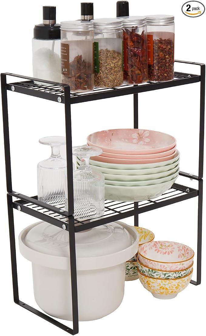 MiaLi Cabinet Organizer Shelf, Stackable Kitchen Bathroom Organizers and Storage by Unknown