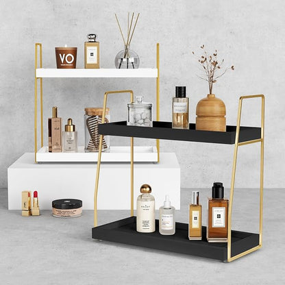 Forbena Black and Gold Bathroom Organizer Countertop, 2 Tier Counter Organizer - Image 6