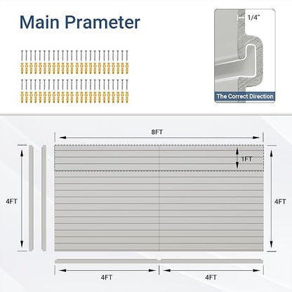 Slatwall Panel 8 FT x 4 FT, Interlocking Slat Wall Paneling, Wall Mounted PVC - Image 2