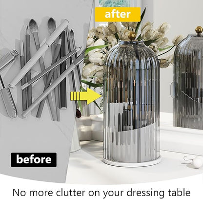Makeup Brush Holder with Dustproof Cover 360 Rotating Makeup Brush Organizer - Image 6