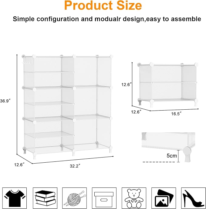 AWTATOS Closet Organizer 6 Cube Storage Shelves Portable Closet Clothes - Image 3