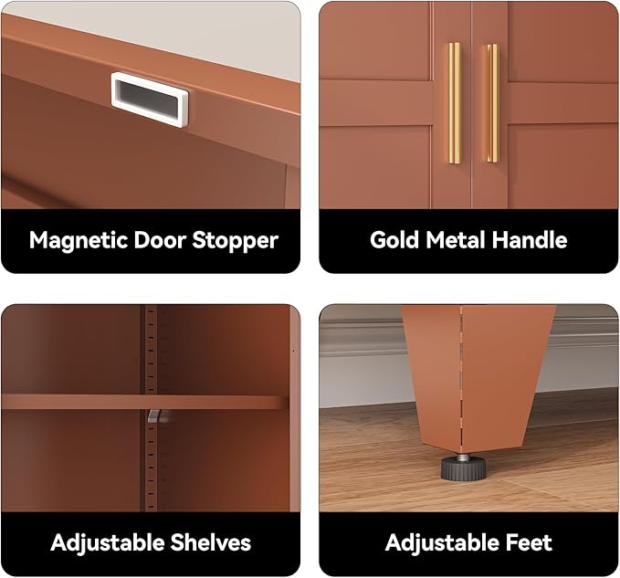 COFaR 71" Metal Pantry Cabinet in Brown, 5-Tier Storage - Image 5