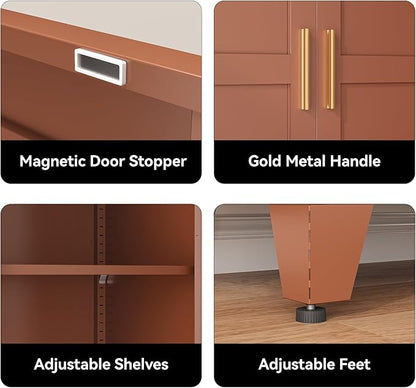 COFaR 71" Metal Pantry Cabinet in Brown, 5-Tier Storage - Image 5