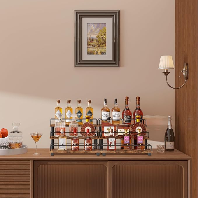 Homode Liquor Bottle Display Shelf, Coffee Syrup Rack Organizer, 3 Tier Wine - Image 6