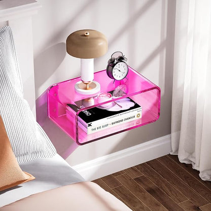 Acrylic Floating Nightstand, Bedside Table, Nightstand Shelf Wall Mounted - Image 2
