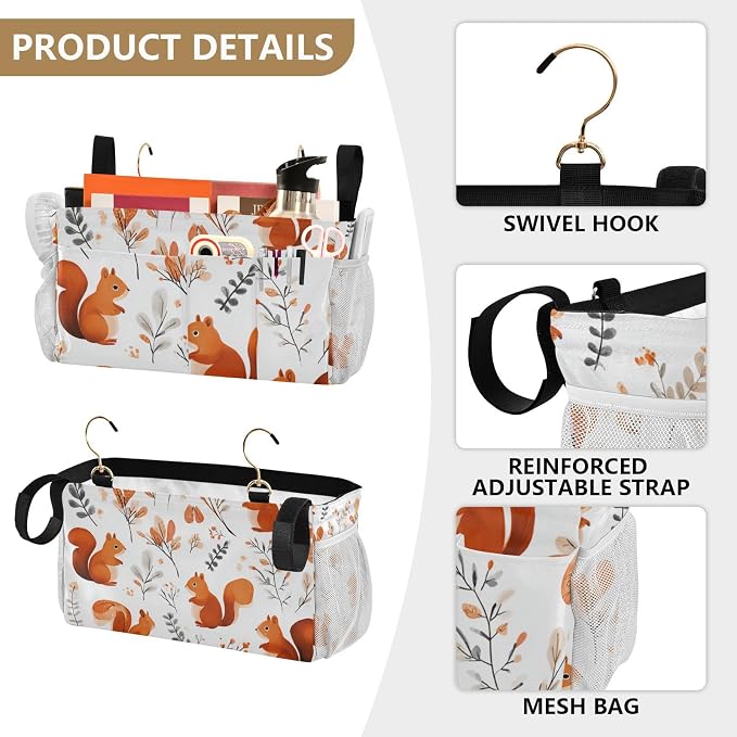 Squirrels and Fall Leaves Bedside Caddy - Image 5
