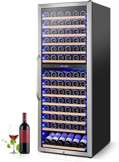 24" Wide Dual-Zone Wine Fridge 154-Bottles, Tall Freestanding/Built-in Wine by Velivi
