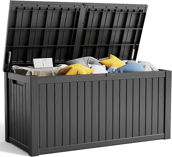 EasyUp 200 Gallon Deck Boxes Resin Large Storage Bins by EASYUP