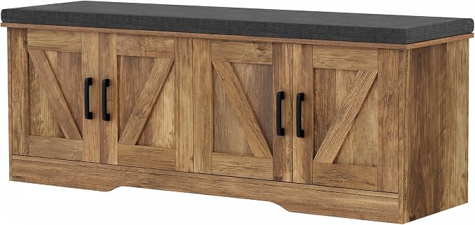 HOMSHO Farmhouse Shoe Storage Bench by HOMSHO