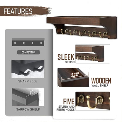 Rebee Vision Acacia Wood Key Holder Wall Mount - Image 6