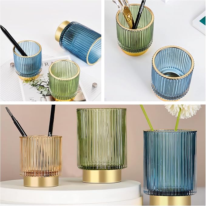 DASITON Makeup Brush holder Organizer, Crystal Cosmetic Makeup Brush Glass - Image 3