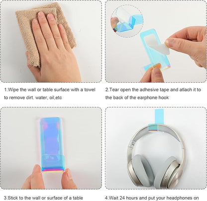 Weewooday 4 Pieces Headphone Hanger Headset Stand Holder Adhesive Wall Mount - Image 4