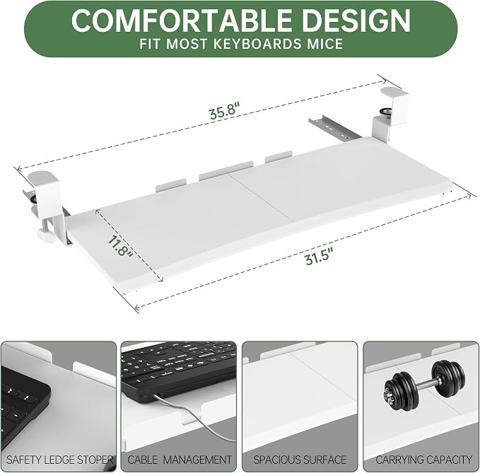 Extra Large Keyboard Tray Under Desk - Image 8