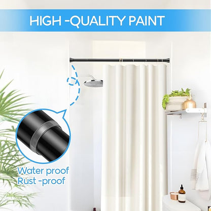Tension Curtain Rod Black Tension Rod 2pcs Spring Curtain Rod Non Slip Tension - Image 2