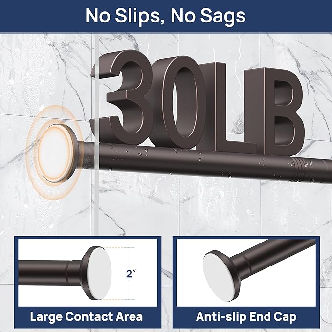 ENJOYBASICS 1" Bronze Shower Curtain Rod, 30-52" Adjustable, Secure Tension | - Image 4