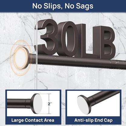 ENJOYBASICS 1" Bronze Shower Curtain Rod, 30-76" Adjustable, Secure Tension | - Image 4