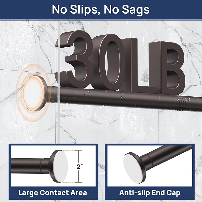 ENJOYBASICS 1" Bronze Shower Curtain Rod, 30-88" Adjustable, Secure Tension | - Image 4