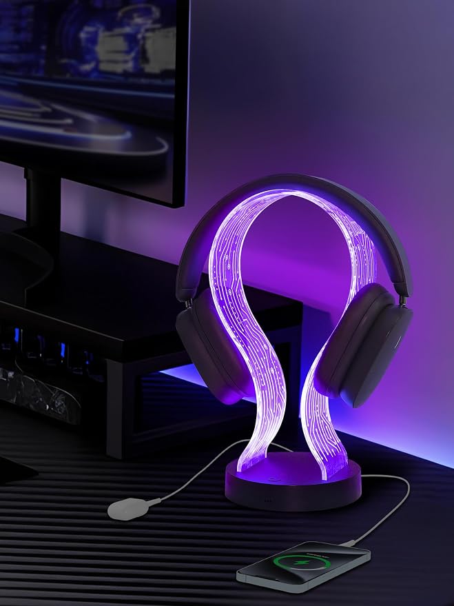 Light Up Headphone Stand with 16 Color Lights, PCB Pattern Acrylic Headset - Image 8