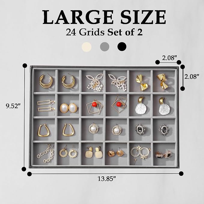 Large Jewelry Organizer Tray 2 Pack, Stackable Jewelry Storage Holder - Image 4