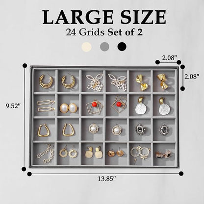 Large Jewelry Organizer Tray 2 Pack, Stackable Jewelry Storage Holder - Image 4