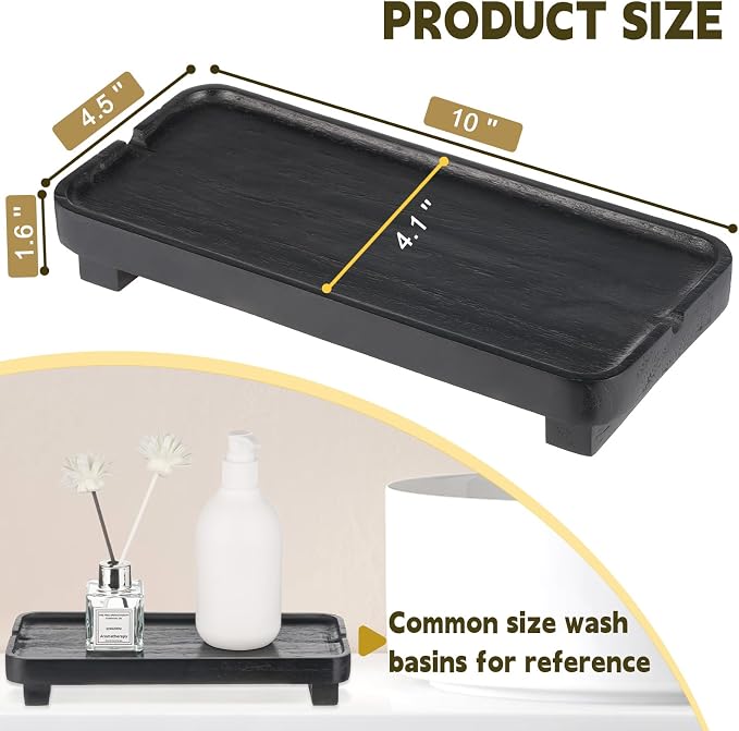 Wood Riser Small Decorative Tray Sink Soap Dish, Vanity Tray Pedestal Stand 10 - Image 3