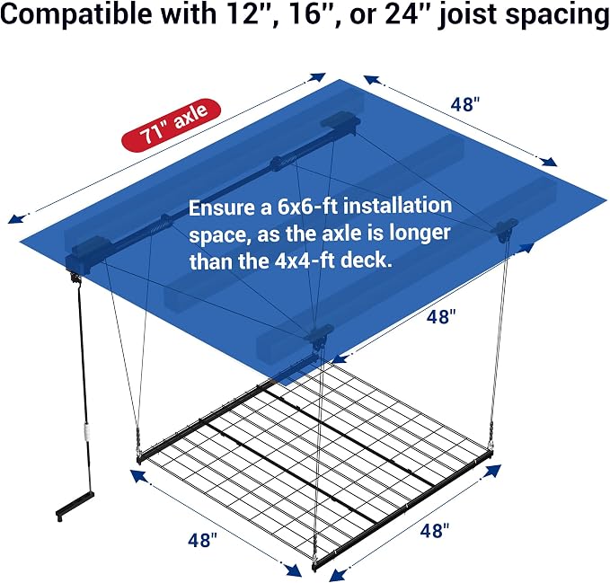 FLEXIMOUNTS Garage Lifting Metal Rack, 4x4 Ft Overhead Garage Storage Racks - Image 2