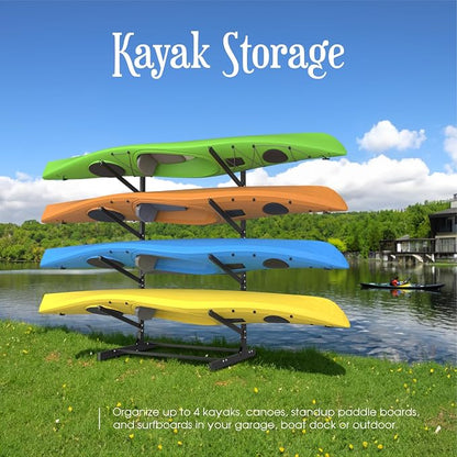 Adjustable Kayak Storage Rack, Freestanding Sup Storage Stand, Weatherproof - Image 6