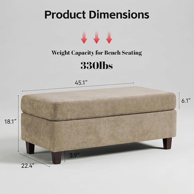 GENTEACO 45" Storage Ottoman Bench - Image 2