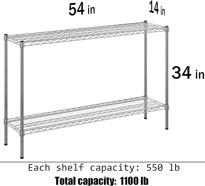 14" Deep x 54" Wide x 34" Height Wire Shelving Kit | 2-Tier | NSF Commercial - Image 3