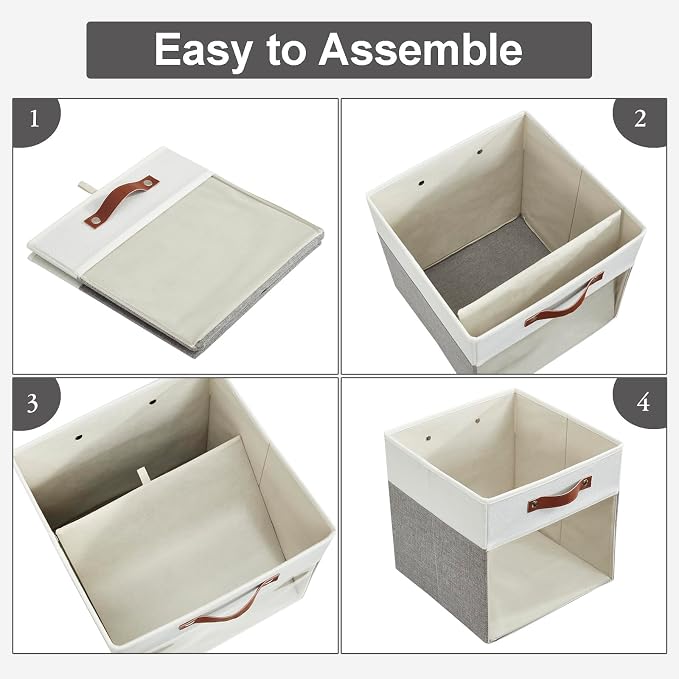 Bagnizer Storage Cubes, 4 Pack Linen Foldable Storage Bins - Image 4