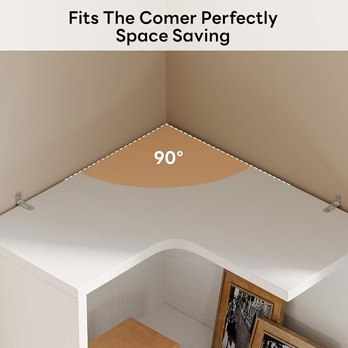 IRONCK Corner Bookshelf, 70.87" Tall Corner Bookcase - Image 4