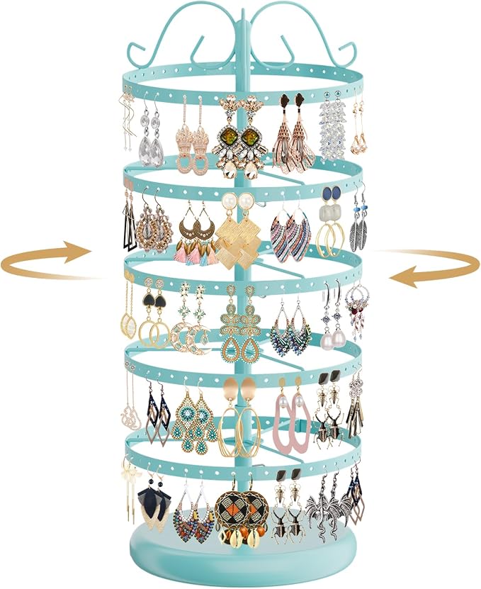 MODOWEY Rotating Earring Holder Organizer Display, 5 Tiers Metal Tree, by MODOWEY